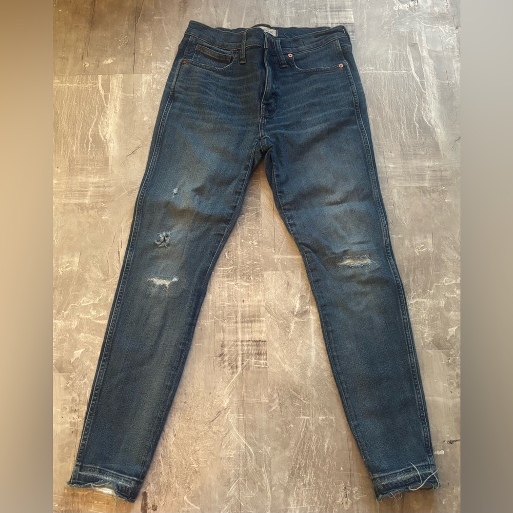 Madewell Women’s Distressed Blue Skinny Jeans - 9” High-Rise